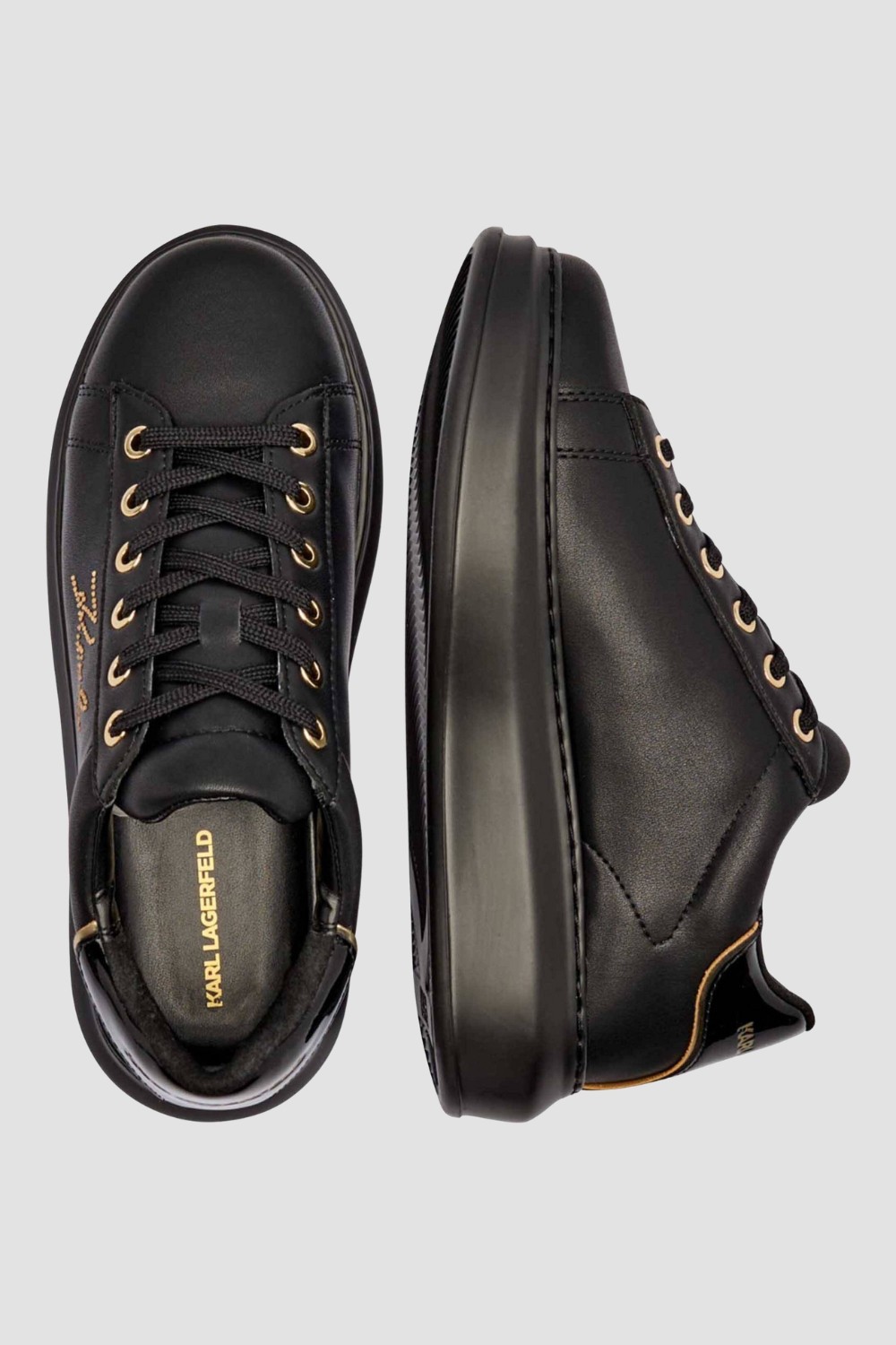 KARL LAGERFELD Czarne damskie sneakersy KAPRI Rhinestone Karl Trim