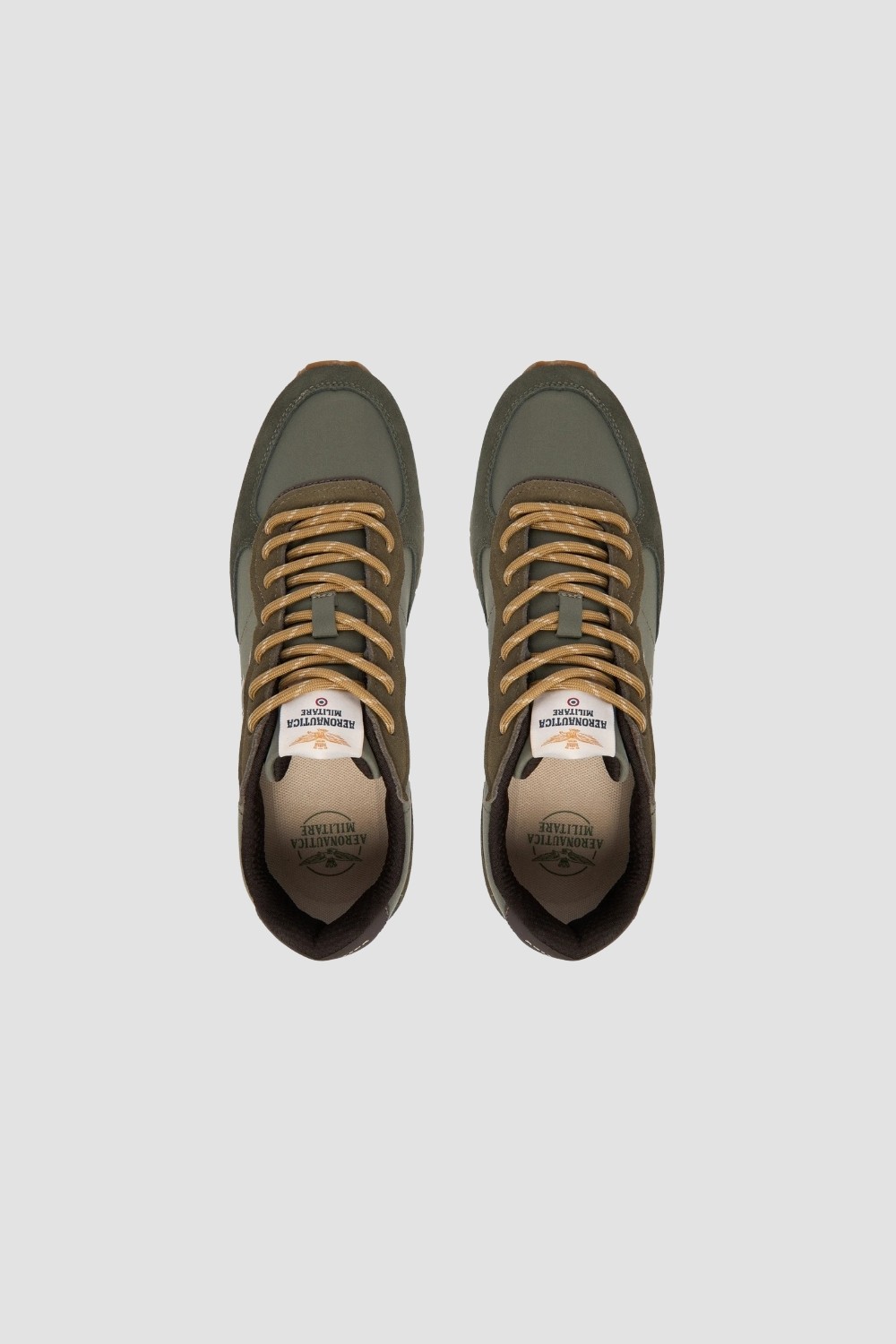 AERONAUTICA MILITARE Jasnozielone sneakersy męskie ze skórą zamszową