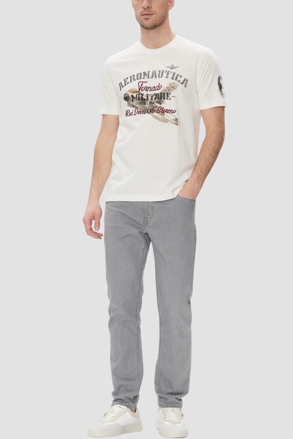 AERONAUTICA MILITARE White cotton men's t-shirt